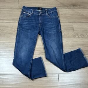 Care Label Jeans 26 Cigar Bell Crop Bblue Denim Barney’s New York Size Raw Hem